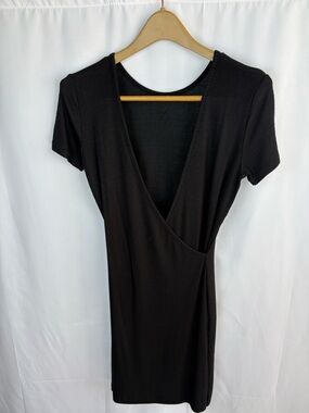 Rag and Bone Ribbed Black Wrap Dress